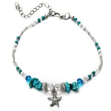 Ankelkedja "Starfish and pearls" med Silverpläterad kedja