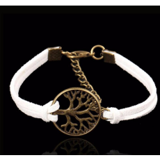 Läderarmband "Tree of Life" -Vit