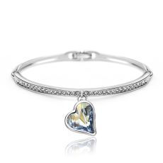 Armband "Blue Heart" med en större ljusblå Austrian Crystal och flera små Austrian Crystals samt i platinumplätering
