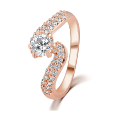 Ring med Cubic Zirconia och i 18K Roséguldplätering