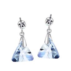 Örhängen  "Blue Drop" med en stor ljus blå Austrian Crystal, tjeckisk Rhinestone på toppen och i platinumplätering