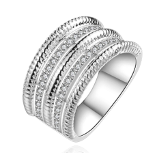 Ring med små Cubic Zirconia och i 925 Sterling Silverplätering