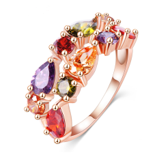 Ring med olikfärgade Cubic Zirconia i 18K Roséguldplätering