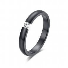 Ring i rostfritt stål med Cubic Zirconia -Svart