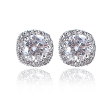 Örhängen med flera små vita Cubic Zirconia och en större Cubic Zirconia i Vitt samt i 18 K Vit Guldplätering