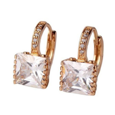 Örhängen "Square" med Cubic Zirconia och i 18K Roséguldplätering