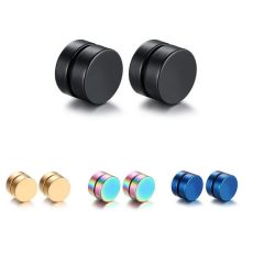 Örhänge "Magnetic Round" i Magnetisk hematit -Unisex