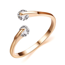 Ring med Dubbla Cubic Zirconia och 18K Roséguldplätering