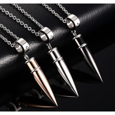 Halsband "Punk Rock Bullet" i rostfritt stål -Finns i Guld, Silver och Svart
