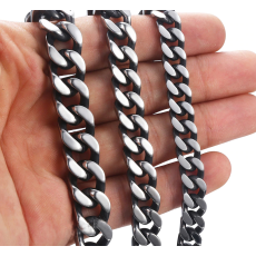 Armband "Cuban" i Rostfritt stål -Gunmetal  8mm