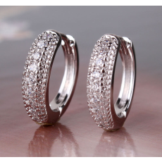 Örhängen med flera små Cubic Zirconia och i 18 K Vit Guldplätering