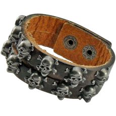 Läderarmband med dödskalledetaljer i metall
