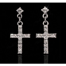 Örhängen "Crystal Cross" med Cubic Zircinia och i Platinumplätering