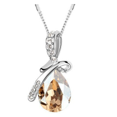 Halsband "Waterdrops" i kristall och silverplätering -Champange
