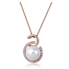 Halsband "Crystal Pearl" med Austrian Crystals och en Pärla i vitt eller bronsfärg samt  i 18 K guldplätering