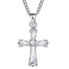 Halsband "Zirconia Cross" med Cubic Zirconia och i 925 Sterling Silverplätering