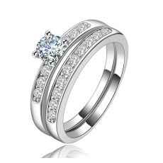 Dubbla ringar med Cubic Zirconia och platinumplätering