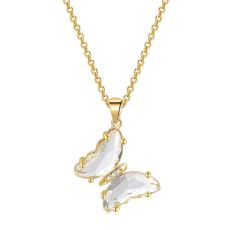 Halsband "Butterfly" i 18K Guldplätering -Vita kristaller
