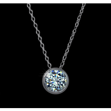 Halsband "The Eye" med litet runt hänge i Cubic Zirconia Solitaire och platinumplätering