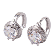 Örhängen med Cubic Zirconia och i 18 K Vit Guldplätering