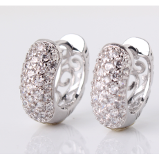 Örhängen med Cubic Zirconia och i 18 K Vit Guldplätering