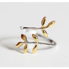 Ring "Golden Leafs" i 925 Sterling Silverplätering