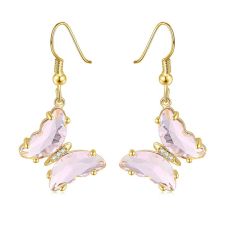 Örhängen "Butterfly" i 18K Guldplätering -Rosa kristaller
