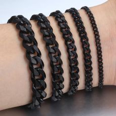 Pansarlänk -Armband i rostfritt stål -Svart 3mm