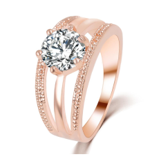 Ring med små Cubic Zirconia i 18K Roséguldplätering