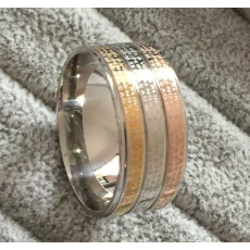 Ring "Padre Nuestro" i tre skikt med plätering -18K Roséguld, 18K Guld och Platinum