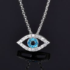 Halsband "Blue Evil Eye" med Cubic Zirconia och i 925 Sterling Silverplätering
