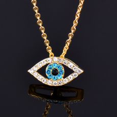 Halsband "Blue Evil Eye" med Cubic Zirconia och i  18K Guldplätering