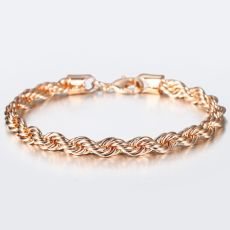 Armband "Twisted Rope" i 18K  Roséguldplätering 6mm -20 cm