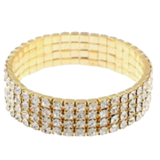 Elastiskt Armband i Rhinestone och med många Cubic Zirconia i Guldplätering