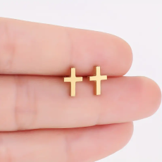 Örhängen "Tiny Cross" i  18K Guldplätering