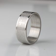 Ring "Lords Prayer Cross" i rostfritt stål