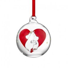 Mumin glaskula hjärta 7 cm i diameter