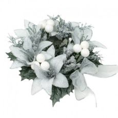 Ljusmanschett för blockljus i vitt, silver och grönt från swerox