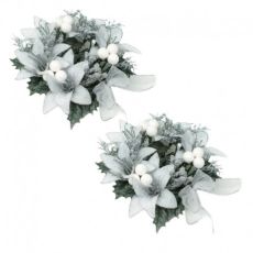 2-pack ljusmanschetter för blockljus i vitt, silver och grönt från swerox