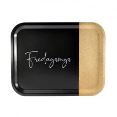 Bricka "fredagsmys" svart med kork 43 x 33 cm