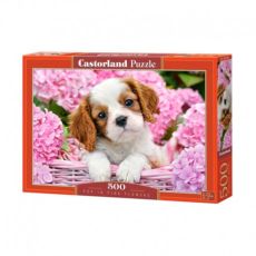 Pussel pup in pink flowers 500 bitar