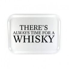 Bricka whisky vit med svart text