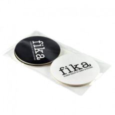 Glasunderlägg 4-pack "fika" svart och vit