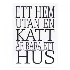 Trätavla a5. ett hem utan katt