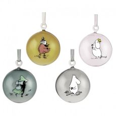Mumin dekorationskulor i munblåst glas. presentset 4-pack från muurla