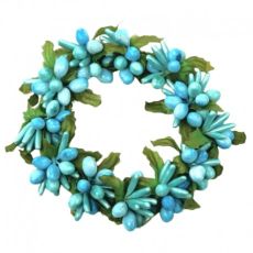 Ljusmanschett för blockljus blåa bär innerdiameter 6,5 cm