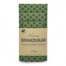3-pack bivaxdukar grön blomma, som används för hållbar förvaring av mat