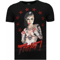 Fighter Rhinestone - Man T-Shirt Svart
