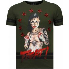 Fighter Rhinestone - T-Shirt Herr Grön