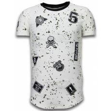 Paint Drops Army Long Fit = Herr T-Shirt Vit